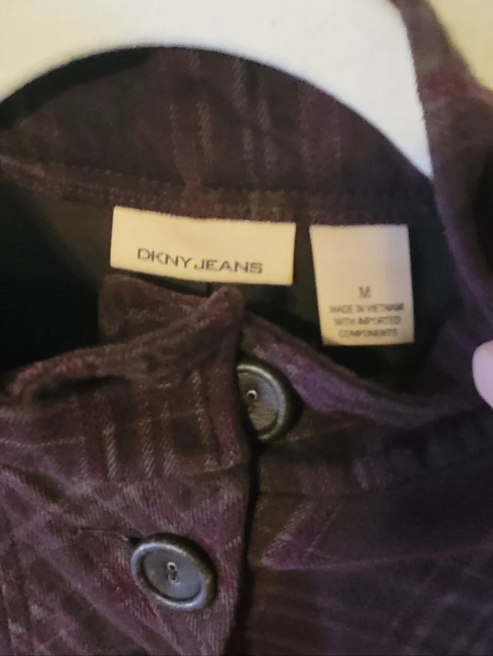 DKNY Women's Purple And Brown Plaid Babydoll Style Jacket Size M - Picture 5 of 6